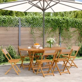 Sillas de jardín plegables 6 uds madera maciza y tela taupe by , Garden chairs - Ref: Foro24-3214617, Price: 249,08 €, Discou...
