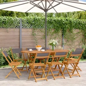 Sillas de jardín plegables 8 uds madera maciza y tela antracita de , Sillas de jardín - Ref: Foro24-3214615, Precio: 330,90 €...