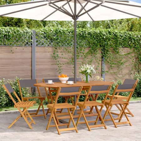 Sillas de jardín plegables 8 uds madera maciza y tela antracita de , Sillas de jardín - Ref: Foro24-3214615, Precio: 283,97 €...