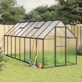 Invernadero con marco base aluminio antracita 445x169x195 cm de , Invernaderos - Ref: Foro24-3266334, Precio: 681,82 €, Descu...