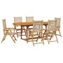 Set de comedor de jardín 7 pzas ratán PE madera maciza beige de , Conjuntos de jardín - Ref: Foro24-3281720, Precio: 761,27 €...