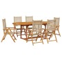 Set de comedor de jardín 7 pzas ratán PE madera maciza beige de , Conjuntos de jardín - Ref: Foro24-3281720, Precio: 759,58 €...