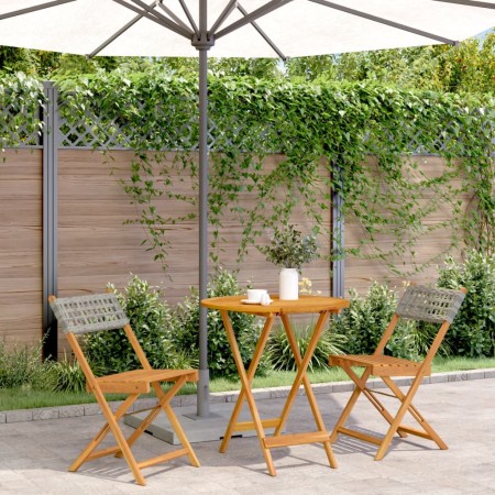 Juego de bistro de 3 piezas ratán PE y madera maciza gris de , Conjuntos de jardín - Ref: Foro24-3281839, Precio: 143,03 €, D...