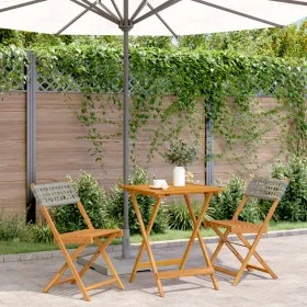 Juego de bistro de 3 piezas ratán PE y madera maciza gris de , Conjuntos de jardín - Ref: Foro24-3281755, Precio: 143,39 €, D...