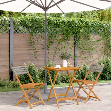 Juego de bistro de 3 piezas ratán PE y madera maciza gris de , Conjuntos de jardín - Ref: Foro24-3281755, Precio: 141,92 €, D...
