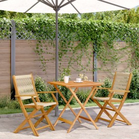 Juego de bistro de 3 piezas polipropileno y madera maciza beige de , Conjuntos de jardín - Ref: Foro24-3281879, Precio: 253,2...