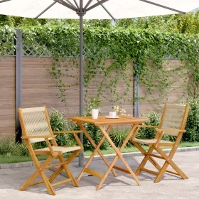 Juego de bistro de 3 piezas polipropileno y madera maciza beige by , Garden sets - Ref: Foro24-3281879, Price: 248,50 €, Disc...