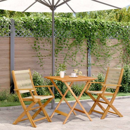 Juego de bistro de 3 piezas polipropileno y madera maciza beige de , Conjuntos de jardín - Ref: Foro24-3281879, Precio: 253,2...