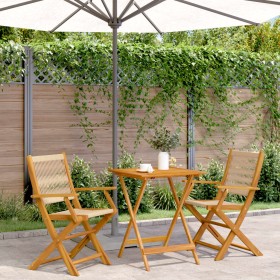 Juego de bistro de 3 piezas polipropileno y madera maciza beige de , Conjuntos de jardín - Ref: Foro24-3281807, Precio: 242,7...