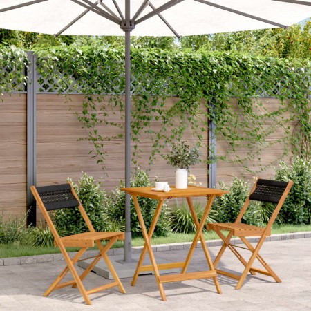 Juego de bistro de 3 piezas polipropileno y madera maciza negro de , Conjuntos de jardín - Ref: Foro24-3281757, Precio: 151,6...