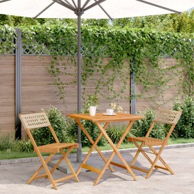 Juego de bistro de 3 piezas ratán PE y madera maciza beige de , Conjuntos de jardín - Ref: Foro24-3281864, Precio: 158,91 €, ...
