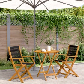 Juego de bistro de 3 piezas polipropileno y madera maciza negro de , Conjuntos de jardín - Ref: Foro24-3281853, Precio: 202,6...