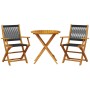 Juego de bistro de 3 piezas polipropileno y madera maciza negro de , Conjuntos de jardín - Ref: Foro24-3281853, Precio: 202,6...