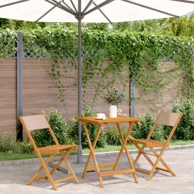 Juego de bistro de 3 piezas tela y madera maciza taupe de , Conjuntos de jardín - Ref: Foro24-3281762, Precio: 145,02 €, Desc...