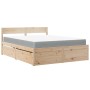 Cama con cajones y colchón madera maciza de pino 140x200 cm de , Camas y somieres - Ref: Foro24-3281898, Precio: 470,97 €, De...