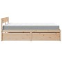 Cama con cajones y colchón madera maciza de pino 140x200 cm de , Camas y somieres - Ref: Foro24-3281898, Precio: 470,97 €, De...