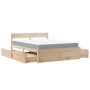 Cama con cajones y colchón madera maciza de pino 140x200 cm de , Camas y somieres - Ref: Foro24-3281898, Precio: 470,97 €, De...