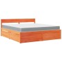 Cama con cajones y colchón madera maciza pino marrón 180x200 cm de , Camas y somieres - Ref: Foro24-3281891, Precio: 578,14 €...