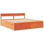 Cama con cajones y colchón madera maciza pino marrón 180x200 cm de , Camas y somieres - Ref: Foro24-3281891, Precio: 578,14 €...
