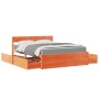 Cama con cajones y colchón madera maciza pino marrón 140x200 cm de , Camas y somieres - Ref: Foro24-3281900, Precio: 477,84 €...