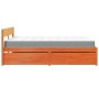 Cama con cajones y colchón madera maciza pino marrón 140x200 cm de , Camas y somieres - Ref: Foro24-3281900, Precio: 477,84 €...