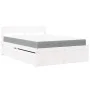 Bed with drawers and mattress white pine solid wood 120x200 cm by , Beds and slatted bases - Ref: Foro24-3281902, Price: 478,...