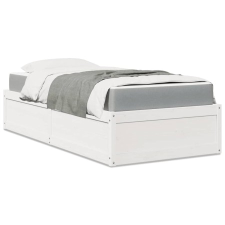 Cama con colchón madera maciza de pino blanco 90x190 cm de , Camas y somieres - Ref: Foro24-3281956, Precio: 267,77 €, Descue...