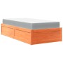 Cama con colchón madera maciza de pino marrón cera 100x200 cm de , Camas y somieres - Ref: Foro24-3281942, Precio: 312,16 €, ...