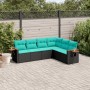 Set de sofás de jardín 6 pzas con cojines ratán sintético negro en Conjuntos de jardín | Comprar online en Foru.es