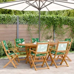 Sillas de jardín reclinables 6 uds madera maciza y tela verde de , Sillas de jardín - Ref: Foro24-3214587, Precio: 364,51 €, ...