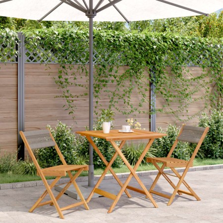 Juego de bistro de 3 piezas polipropileno y madera maciza gris de , Conjuntos de jardín - Ref: Foro24-3281866, Precio: 156,04...