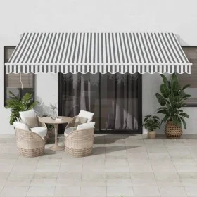 Toldo retráctil manual gris antracita y blanco 450x350 cm de , Toldos - Ref: Foro24-3215796, Precio: 371,82 €, Descuento: %