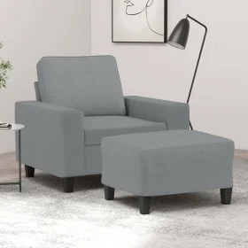 Sillón con taburete tela gris claro 60 cm de , Sofás - Ref: Foro24-3201143, Precio: 190,31 €, Descuento: %