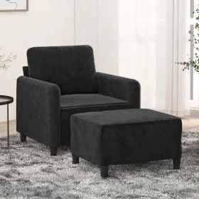 Sillón con taburete terciopelo negro 60 cm de , Sofás - Ref: Foro24-3201169, Precio: 196,71 €, Descuento: %