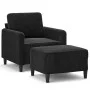 Sillón con taburete terciopelo negro 60 cm de , Sofás - Ref: Foro24-3201169, Precio: 196,71 €, Descuento: %