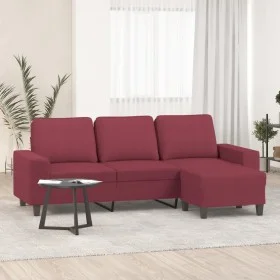Sofá de 3 plazas con taburete de tela rojo tinto 180 cm de , Sofás - Ref: Foro24-3201157, Precio: 258,76 €, Descuento: %