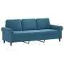 Sofá de 3 plazas con taburete de terciopelo azul 180 cm de , Sofás - Ref: Foro24-3201224, Precio: 348,25 €, Descuento: %