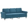 Sofá de 3 plazas con taburete de terciopelo azul 180 cm de , Sofás - Ref: Foro24-3201224, Precio: 354,11 €, Descuento: %