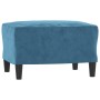 Sofá de 3 plazas con taburete de terciopelo azul 180 cm de , Sofás - Ref: Foro24-3201224, Precio: 354,11 €, Descuento: %