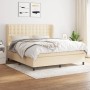 Cama box spring con colchón tela color crema 160x200 cm de , Camas y somieres - Ref: Foro24-3128298, Precio: 605,70 €, Descue...