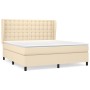 Cama box spring con colchón tela color crema 160x200 cm de , Camas y somieres - Ref: Foro24-3128298, Precio: 605,70 €, Descue...