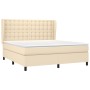 Cama box spring con colchón tela color crema 160x200 cm de , Camas y somieres - Ref: Foro24-3128298, Precio: 605,70 €, Descue...