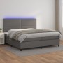 Cama box spring colchón y LED cuero sintético gris 200x200 cm de , Camas y somieres - Ref: Foro24-3135907, Precio: 704,07 €, ...
