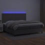 Cama box spring colchón y LED cuero sintético gris 200x200 cm de , Camas y somieres - Ref: Foro24-3135907, Precio: 704,07 €, ...