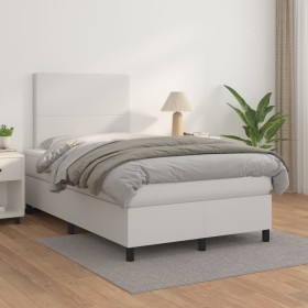 Cama box spring con colchón cuero sintético blanco 120x200 cm de , Camas y somieres - Ref: Foro24-3142714, Precio: 427,64 €, ...
