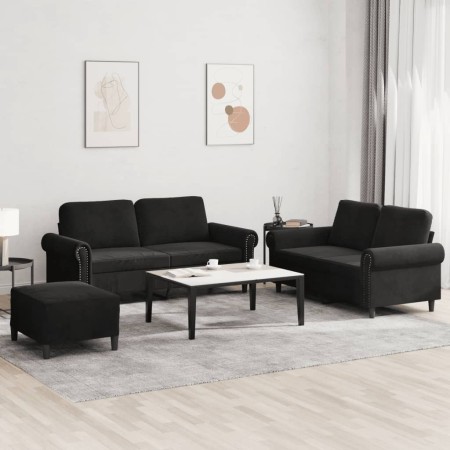 Juego de sofás con cojines 3 piezas terciopelo negro de , Sofás - Ref: Foro24-3202225, Precio: 528,65 €, Descuento: %