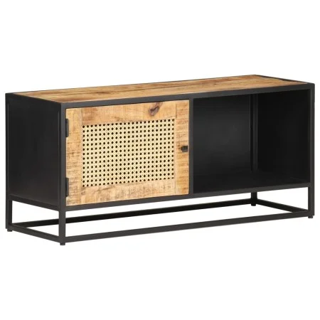 Mueble para TV madera mango rugosa y caña natural 90x30x40 cm de vidaXL, Muebles TV - Ref: Foro24-323144, Precio: 153,38 €, D...