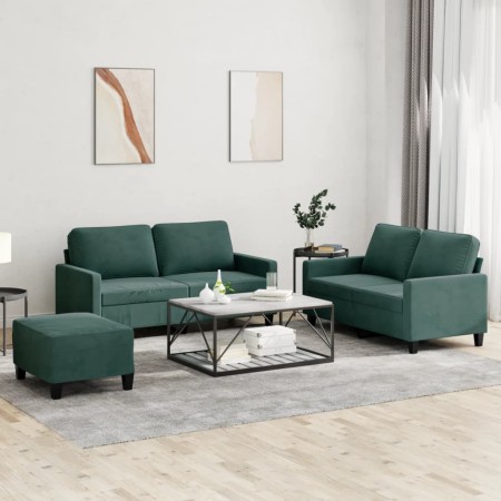 Juego de sofás con cojines 3 piezas terciopelo verde oscuro de , Sofás - Ref: Foro24-3201508, Precio: 540,74 €, Descuento: %