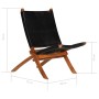 Silla de relax plegable de cuero auténtico negro de , Taburetes y sillas plegables - Ref: Foro24-246364, Precio: 189,14 €, De...