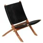 Faltbarer Relaxsessel aus echtem schwarzem Leder von , Klapphocker und Stühle - Ref: Foro24-246364, Preis: 185,99 €, Rabatt: %